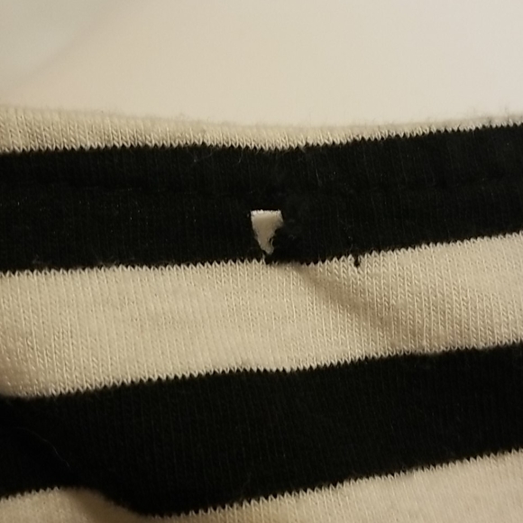 Monteau black/cream stripe peplum top size medium - Picture 7 of 8